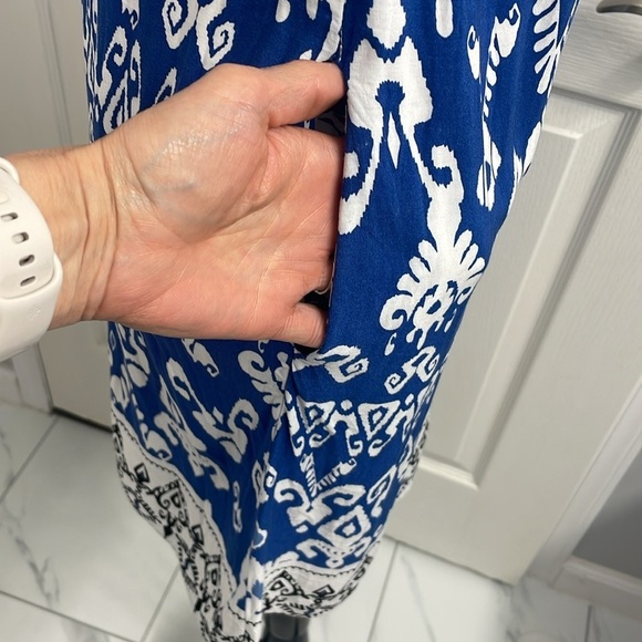 Papillon Blue and White Sleeveless Shift Dress Size S - Picture 7 of 13